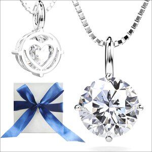 Sterling Silver Moissanite Heart Pendant Necklace, 1 Carat, Gift